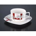 Round cheap chinese ceramic tea set, tea cup and saucer with decal